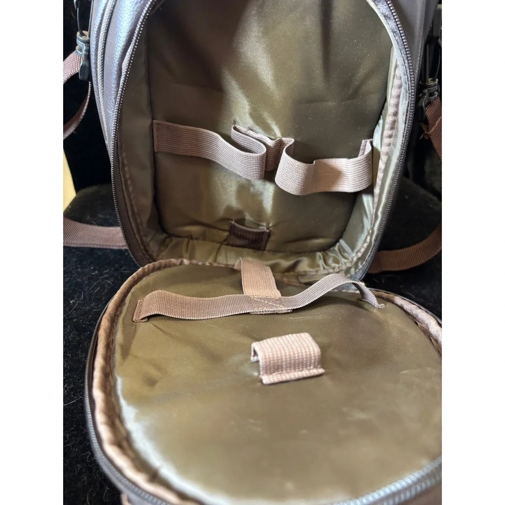 Picnic Plus Brown Faux Leather Insulated Wine Bottle Carrier Sling Bag Travel